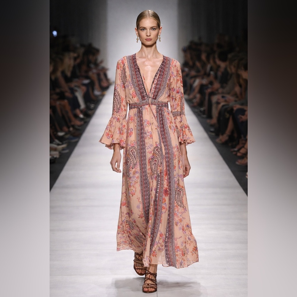 Paisley Floral Maxi Dress - Pink & Cream